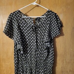 A.n.a Romper With Green and White Patterned With Flowy Pants